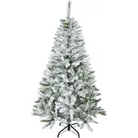 HOMCOM Weihnachtsbaum 150cm Künstlich Kieferbaum mit Kunstschnee 358 Astspitzen