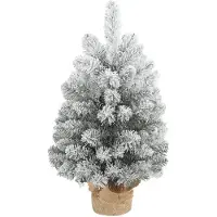 Youjia Mini Künstlicher Weihnachtsbaum 60 cm Tannenbaum künstlich mit Schnee, 72 Spitzen 6 Tannenzapfen Zementbasis