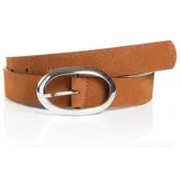 MONTI Synthetikgürtel "SIENA", Damen, Gr. 75, braun (cognac), Materialmix, unifarben, Gürtel Synthetikgürtel, mit weichem Echtleder und modischer ovaler Glanzschließe – 3 cm breit