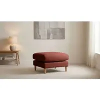 Otto Home Pouf "Finnian", rot, B:70cm H:47cm T:70cm, Holz teilmassiv, Poufs, Pouf, Polsterhocker 70x70 cm, Chenille, Massivholzfüße