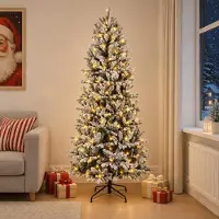 Syfax Künstlicher klappbarer Weihnachtsbaum 240 cm 300 LEDs