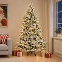 Syfax Künstlicher klappbarer Weihnachtsbaum 210 cm 300 LEDs
