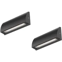 Ledscom.de 2x LED Wandleuchte/Treppenlicht SEGIN für außen, IP54, flach, Downlight, schwarz matt, eckig, 6,2 W, 566lm, warmweiß – Schwarz / 566lm (6,2w) / Lichtfarbe: Warmweiß, Größe 2 Stück (1er Pack