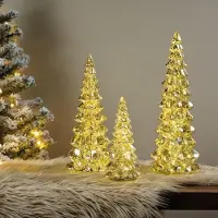 Ksd Glas-Weihnachtsbäume mit LEDs – 3er-Set
