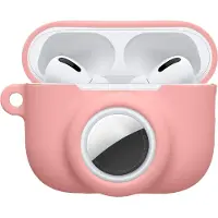 Kwmobile 2-in1 Schutzhülle für Apple Airpods Pro 3 Hülle - Kopfhörer Silicon Case kompatibel mit AirTag - stoßfestes Cover mit Karabiner - Altrosa
