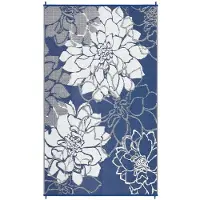 StarTech.com Outdoor Teppich - Kunststoff Campingteppich - UV-beständig wasserdicht - Wendbar beidseitig nutzbar - Blumenmuster - 274x366 cm - Dunkelblau