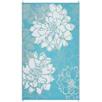 StarTech.com Outdoor Teppich Blumenmuster - Kunststoff Campingteppich Vorzeltteppich - Reversibel - Wasserdicht - UV-beständig - 274x366 cm - Mit Tragetasche und 4 Heringen - Hellblau