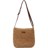 Merkloos Solidchoice – Handgefertigte Strandtasche aus Stroh für Damen, ideal als Umhängetasche