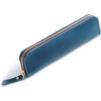 Merkloos Omgoods - Stifthalter aus Leder - Vintage-Retro-Stil, mit 4 Stifthaltern und Reißverschluss