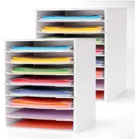 Markenlos 2er Set Organizer für Scrapbook-Papier mit 8 großen Fächern, geeignet für 30,5 x 30,5 cm Papier, ideal für Büro, Zuhause und Schule