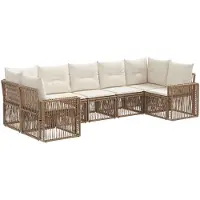 vidaXL Gartensofa-set 7 Stk. 7-Sitzanzahl Beige und Cremeweiß