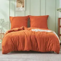Sonstiges Musselin Bettwäsche 200x200 cm Baumwolle Orange Gebrannt 2-teilig mit Reißverschluss
