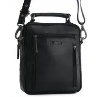 Bellugio Herren Crossbody-Tasche aus Leder, Schwarz