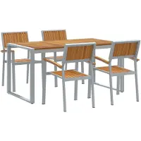 vidaXL Garten Essgruppe 5 stk. Grau Massivholz Akazie
