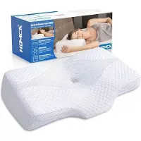 Unyqoos Ergonomisches Nackenstützkissen Memory-Schaum 61×41×9/10,5 cm – HWS-Unterstützung, zentrale Kopfmulde, 2 Höhen, waschbarer Bezug