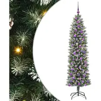 vidaXL Künstlicher schlanker Weihnachtsbaum Grün und Weiß 180 cm