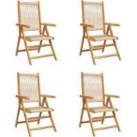 vidaXL Klappstuhl Verstellbar 4 Stk. Beige Massivholz Akazie
