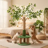 Dripio Kratzbaum für Katzen, 133 cm, mit Sisal, Spielbällen und Bürste