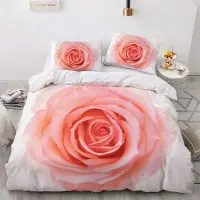 Sonstiges Bettwäsche-Set Blumen 155x220cm Rosa Rosen 3D Microfaser mit Reißverschluss 2 Kissenbezüge 80x80cm