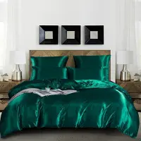 Sonstiges Bettwäsche-Set 155x220cm Grün Mikrofaser-Satin 3-teilig mit Reißverschluss