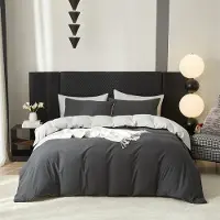 Sonstiges Wende Bettwäsche 200x220 cm Baumwolle 3-Teilig Grau Dunkelgrau Hellgrau