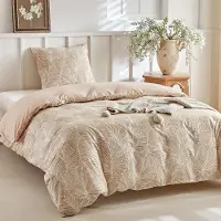 Sonstiges Bettwäsche-Set 155x220 cm 2-teilig Tropisches Blatt Muster Khaki Mikrofaser mit Reißverschluss
