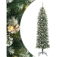 vidaXL Künstlicher schlanker Weihnachtsbaum Grün und Weiß 240 cm