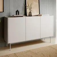 Ravio Moderne Kommode LUMO K3D Kaschmir Matt Eiche Linea auf Metallfüßen Schrank Sideboard Anrichte