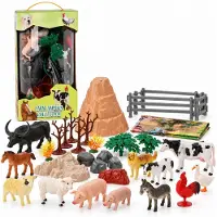 Benza – Bauernhof-Spielset – 40-teilig – Tierfiguren mit Spielmatte und Zubehör – In einer Röhre mit Tragegriff