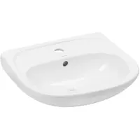 VBChome Mini Wandwaschbecken 50 x 42 cm Keramik Waschbecken für Gäste-WC mit Überlauf und Hahnloch Weiß
