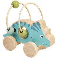 Bigjigs Schiebefigur Triceratops aus Holz mit Perlenrahmen
