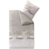 Markenlos Flanell Bettwäsche Set - Beige und Hellgrau, 135x200 cm mit Kissenbezug 80x80 cm
