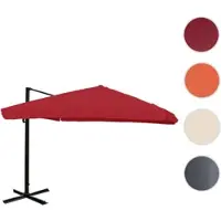 Mendler Gastronomie-Ampelschirm HWC-A96, 3,5x3,5m (Ø4,95m) Polyester/Alu 25kg Flap, bordeaux ohne Ständer, drehbar