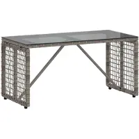 Merkloos Moderner Gartentisch aus PE-Rattan mit Glasplatte