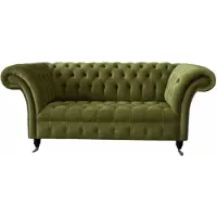 AEA Sofa 2 Sitzer Couch Polster Sofa Stoff Chesterfield Couchen Grün