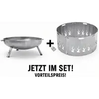 The Favilla Feuerschale mit Funkenschutz 64,5 cm, Set aus Stahl, Feuerstelle Garten & Terrasse
