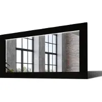 Artforma 180x90 Rechteckig Rustikal Wandspiegel mit Rahmen massivholz Eichenholz mit Beleuchtung Horizontal | Individuell Spiegel Nach Maß | LDR225 Oak Black Gealterte Oberfläche