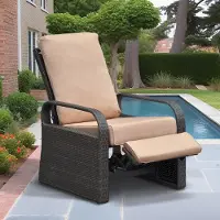 Sonstiges Terrassenliege Klappstuhl Rattanoptik Braun Khaki Kissen