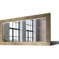 Artforma 130x90 Rechteckig Rustikal Wandspiegel mit Rahmen massivholz Eichenholz mit Beleuchtung Horizontal | Individuell Spiegel Nach Maß | LDR225 Oak Classic Gealterte Oberfläche
