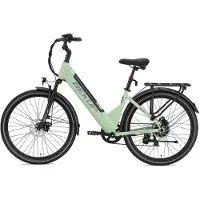 Longer BEKUP V1 26" – E-Bike aus hochwertigem Kohlenstoffstahl, 36V 14,5Ah Akku, 75 km Reichweite 25 km/h, Shimano 7-Gang-Schaltwerk Grün