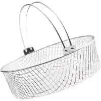 Markenlos Pommes-Frites-Halter aus Edelstahl, spülmaschinenfest und leicht zu reinigen, Zubehör für Heißluftfritteusen, 8,25 Zoll, Backkorb mit Griff für die Küche