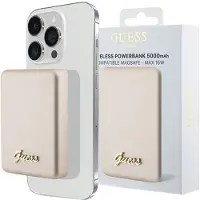 GUESS Induktive Powerbank 5WGUPBM3ALGSGD 3000mAh Gold MagSafe Metall-Schriftzug-Logo