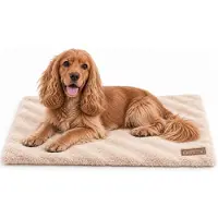 TRIBECCO DOTTY Flauschige Hundematte L 90x65 cm Creme, weiches Hundekissen, waschbares Hundebett, kuschelige Liegematte, Standard 100