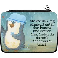 Mr. & Mrs. Panda Bleistiftetui Pinguin Duschen Design - Weiß - Geschenk, reiseetui, Tanzen, Etui, Schlampermäppchen, Mäppchen, Dusche, Neuanfang, Stifteetui, Singen