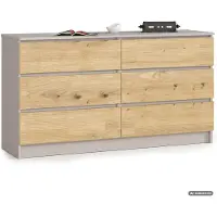 Akord Kommode K140 Kaschmir 138 cm 6 Schubladen Farbe Artisan Eiche matt 138x40x77 cm