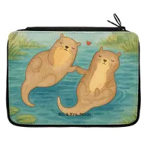 Mr. & Mrs. Panda Federmappe Otter Hände halten Design - Weiß - Geschenk, Bleistiftetui, Liebe, Federtasche, Etui, Federmäppchen, Verliebt, reiseetui, Stifteetui, Paar