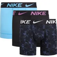 Nike Boxer UNDERWEAR "BOXER BRIEF 3PK", Herren, Gr. XXL, 3 Stk., Jersey, bunt (schwarz navy), Jersey, Obermaterial: 92% Polyester, 8% Elasthan, körpernah, Unterhosen Boxer, mit Logo-Elastikbund