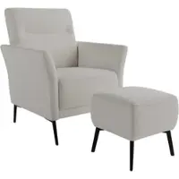 Sit&More Sessel SIT & MORE "Talvi", beige (weiß), B:76cm H:95cm T:83cm, 98% POLYESTER, 2% POLYAMID, Sessel, Sessel, 2-teiliges Set- Sessel mit Hocker