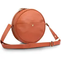 Merkloos Runde Urban Lederhandtas für Frauen - Modische Schultertasche mit Verstellbarem Riemen