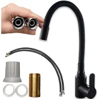 Krumad Küchenarmatur, Wasserhahn Küche Schwarz, Wasserhahn Spüle, Küchenwasserhahn mit Schlauch, moderne Armatur für Küchenspülen